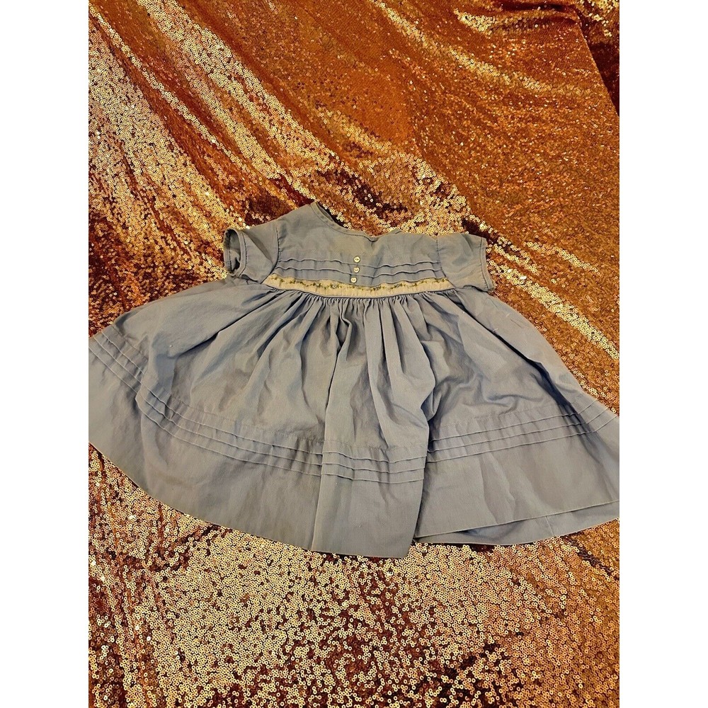 Vintage Honeysuckle Baby Dress Sears Roebuck Blue Floral 70's 80's 1